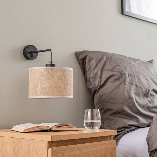 Kinkiet Juta TK Lighting, możliwość ściemniania, salon / jadalnia, tkanina / materiał / jedwab