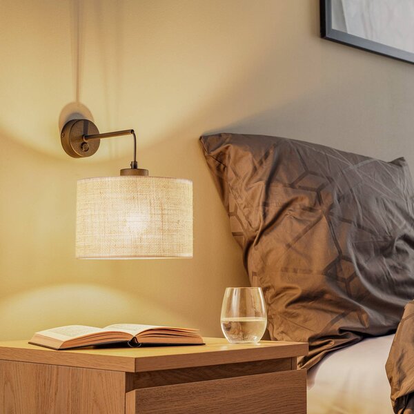 Kinkiet Juta TK Lighting, możliwość ściemniania, salon / jadalnia, tkanina / materiał / jedwab