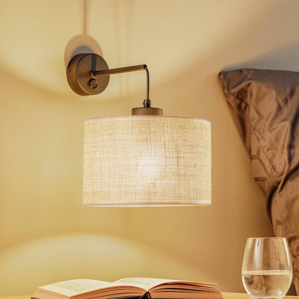 Kinkiet Juta TK Lighting, możliwość ściemniania, salon / jadalnia, tkanina / materiał / jedwab