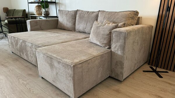Rozkładana narożna sofa SMART COSARO różowa, dwustronna + 2 poduszki GRATIS