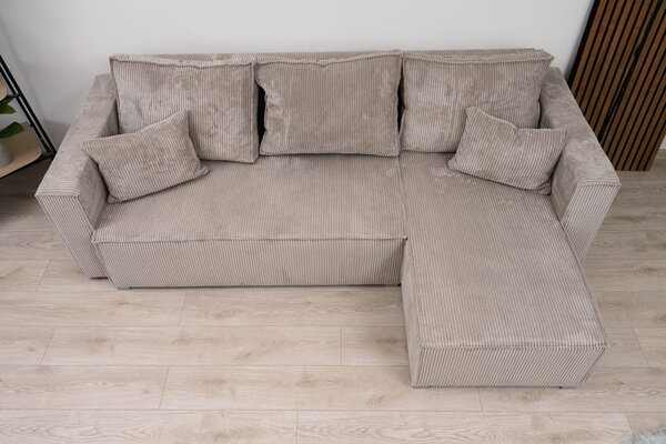 Rozkładana narożna sofa SMART COSARO różowa, dwustronna + 2 poduszki GRATIS