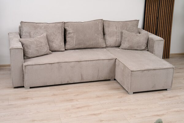 Rozkładana narożna sofa SMART COSARO beżowa, dwustronna + 2 poduszki GRATIS