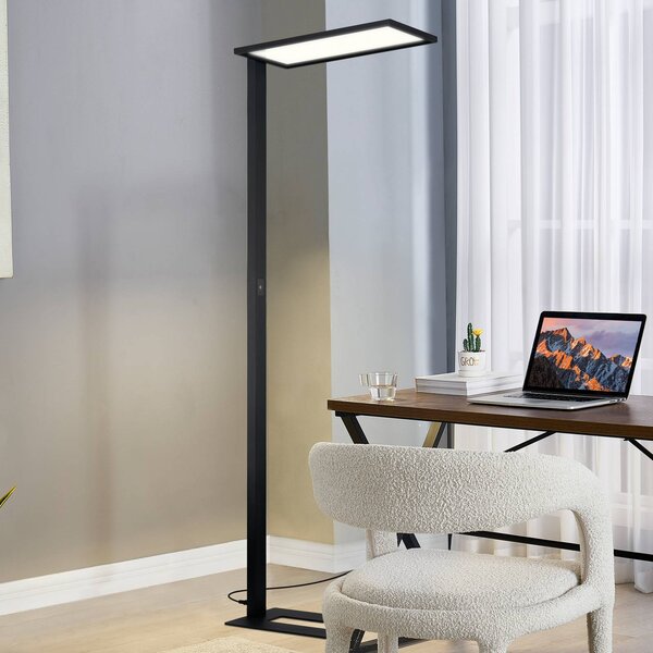Lampa stojąca Taronis PRIOS, możliwość ściemniania, czarny, biuro, aluminium, nowoczesny