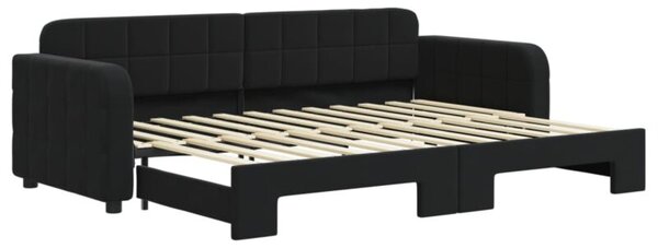 Sofa rozsuwana, czarna, 80x200 cm, aksamit
