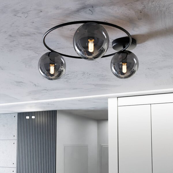 Lampa sufitowa Ascella Euluna, możliwość ściemniania, czarny, salon / jadalnia, metal, nowoczesny