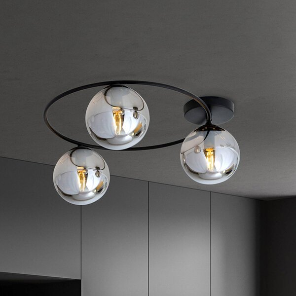 Lampa sufitowa Ascella Euluna, możliwość ściemniania, czarny, salon / jadalnia, metal, nowoczesny