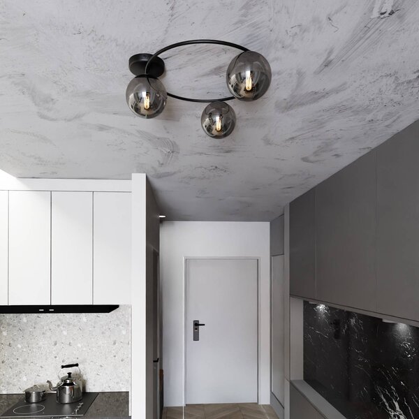Lampa sufitowa Ascella Euluna, możliwość ściemniania, czarny, salon / jadalnia, metal, nowoczesny