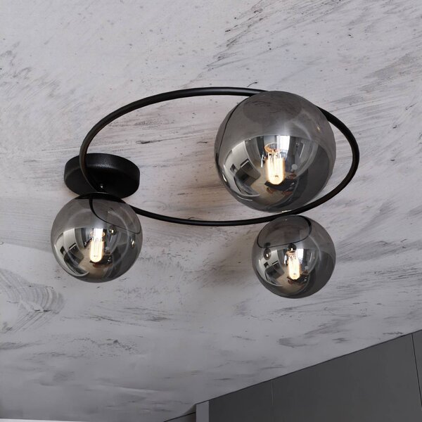 Lampa sufitowa Ascella Euluna, możliwość ściemniania, czarny, salon / jadalnia, metal, nowoczesny