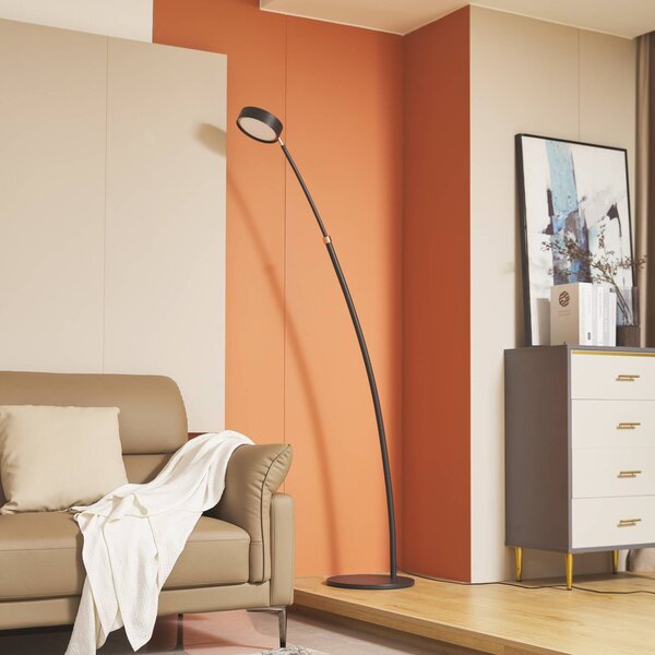 Lampa łukowa - lampa stojąca Boga Lucande, możliwość ściemniania, czarny, salon / jadalnia, metal, nowoczesny