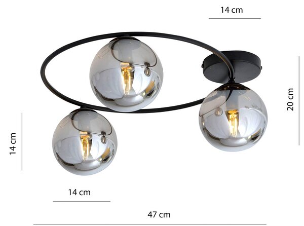 Lampa sufitowa Ascella Euluna, możliwość ściemniania, czarny, salon / jadalnia, metal, nowoczesny