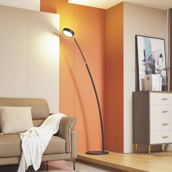Lampa łukowa - lampa stojąca Boga Lucande, możliwość ściemniania, czarny, salon / jadalnia, metal, nowoczesny