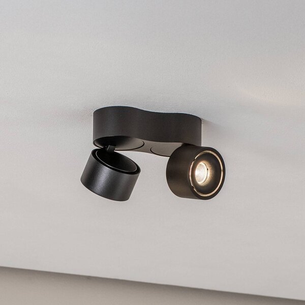 Arcchio reflektor sufitowy LED Rotari, 1240lm, 2-punktowa wersja, czarny Rotari Arcchio, możliwość ściemniania, czarny, salon / jadalnia, aluminium, nowoczesny