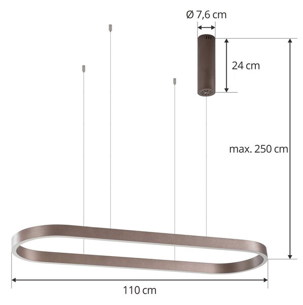 Inteligentna lampa wisząca Melinay Lucande, możliwość ściemniania, brązowy / rdzawy, salon / jadalnia, aluminium, nowoczesny
