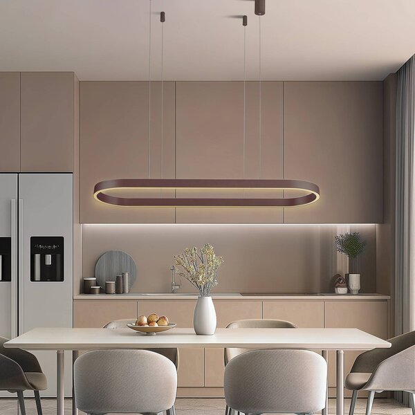 Inteligentna lampa wisząca Melinay Lucande, możliwość ściemniania, brązowy / rdzawy, salon / jadalnia, aluminium, nowoczesny