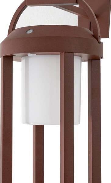 Lucande 2 w 1 LED-Solar-kinkiet Tilena, rdza, okrągła, aluminium Tilena Lucande, możliwość ściemniania, czarny, aluminium, nowoczesny