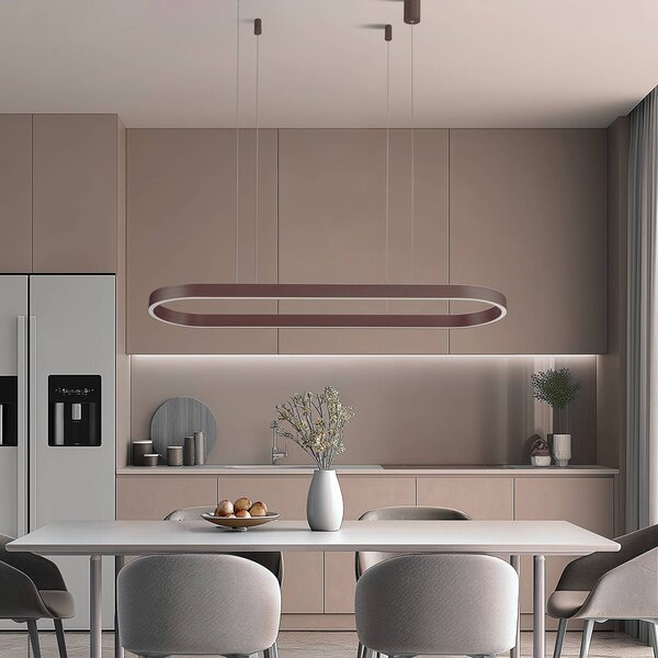 Inteligentna lampa wisząca Melinay Lucande, możliwość ściemniania, brązowy / rdzawy, salon / jadalnia, aluminium, nowoczesny