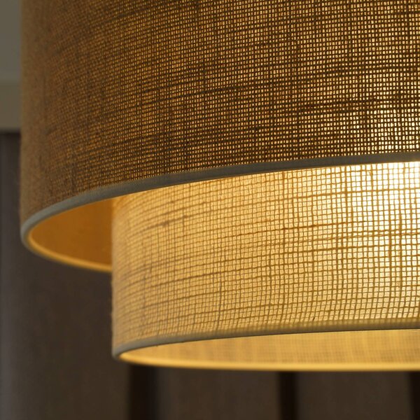 Lampa sufitowa Boho Jute Euluna, możliwość ściemniania, brązowy / rdzawy, salon / jadalnia, tkanina / materiał / jedwab