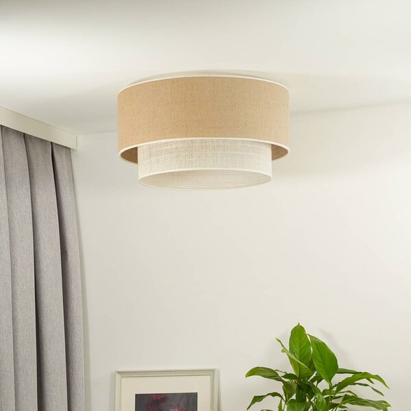 Lampa sufitowa Boho Jute Euluna, możliwość ściemniania, brązowy / rdzawy, salon / jadalnia, tkanina / materiał / jedwab