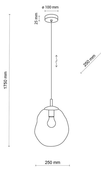 Lampa wisząca szklana Sol TK Lighting, możliwość ściemniania, aluminiowy / szary / cynkowy, salon / jadalnia, szkło, nowoczesny