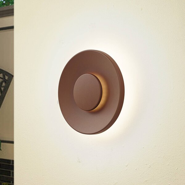 Kinkiet zewnętrzny LED Kayana Lucande, brązowy / rdzawy, aluminium, nowoczesny