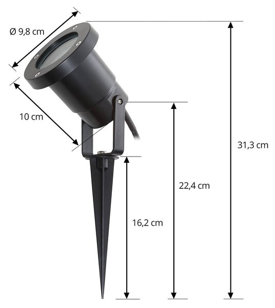 Lampa z grotem ziemnym Lindby Thorgal, Ø 9,8 cm, czarna, zestaw 3 sztuk Thorgal Lindby, możliwość ściemniania, czarny, tworzywo sztuczne, nowoczesny