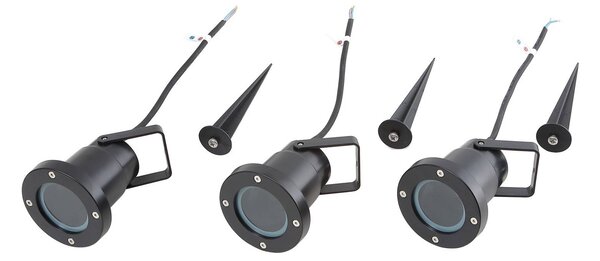 Lampa z grotem ziemnym Lindby Thorgal, Ø 9,8 cm, czarna, zestaw 3 sztuk Thorgal Lindby, możliwość ściemniania, czarny, tworzywo sztuczne, nowoczesny
