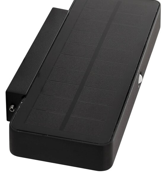 Lucande kinkiet LED-Solar Tavon, kątowy, czarna, czujnik Tavon Lucande, możliwość ściemniania, czarny, aluminium, nowoczesny
