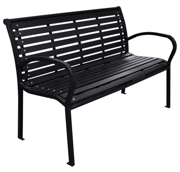 Ławka ogrodowa, czarna, 116 cm, stal i wpc