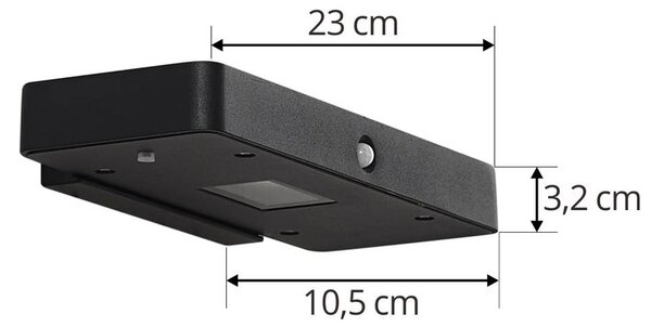 Lucande kinkiet LED-Solar Tavon, kątowy, czarna, czujnik Tavon Lucande, możliwość ściemniania, czarny, aluminium, nowoczesny