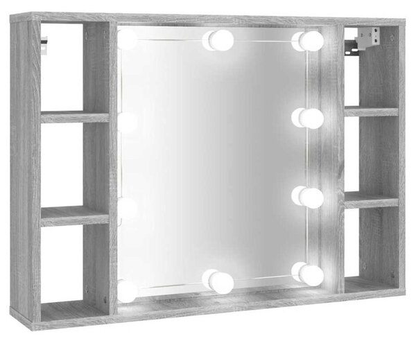 Szafka z lustrem i LED, szary dÄ b sonoma, 76x15x55 cm