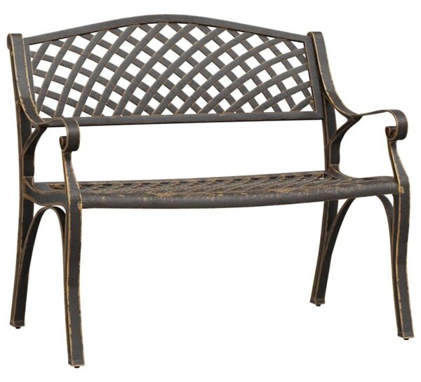 Ławka ogrodowa, 102 cm, odlewane aluminium, brąz