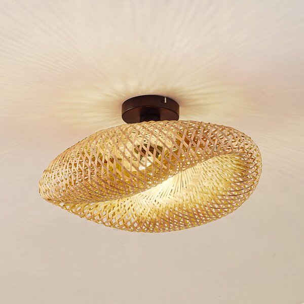 Lampa sufitowa Eleane Lindby, możliwość ściemniania, jasne drewno, salon / jadalnia, drewno, dworkowy / rustykalny