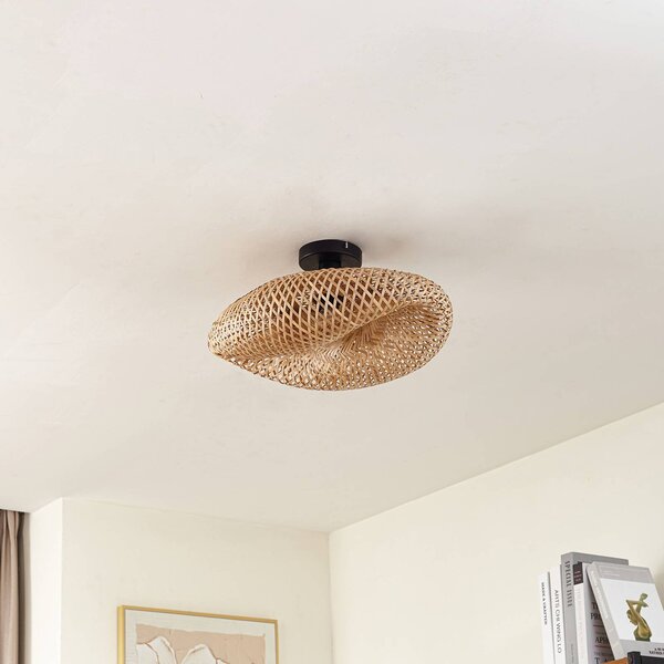 Lampa sufitowa Eleane Lindby, możliwość ściemniania, jasne drewno, salon / jadalnia, drewno, dworkowy / rustykalny
