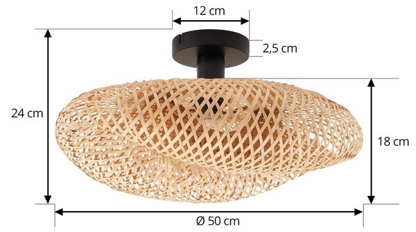 Lampa sufitowa Eleane Lindby, możliwość ściemniania, jasne drewno, salon / jadalnia, drewno, dworkowy / rustykalny