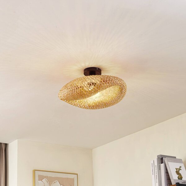 Lampa sufitowa Eleane Lindby, możliwość ściemniania, jasne drewno, salon / jadalnia, drewno, dworkowy / rustykalny