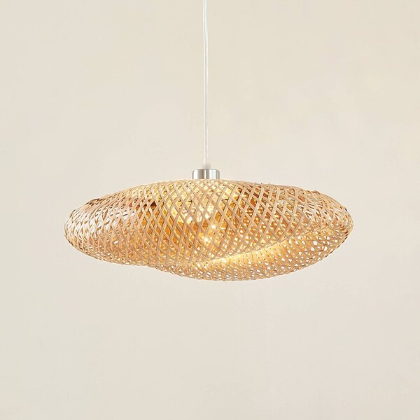 Lampa wisząca Eleane Lindby, możliwość ściemniania, jasne drewno, salon / jadalnia, drewno, dworkowy / rustykalny