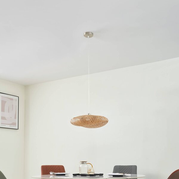 Lampa wisząca Eleane Lindby, możliwość ściemniania, jasne drewno, salon / jadalnia, drewno, dworkowy / rustykalny