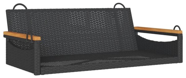 Ławka bujana, czarna, 109x62x40 cm, polirattan