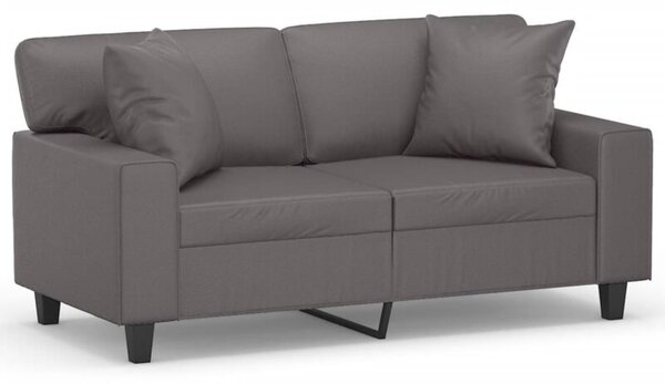 Sofa 2-osobowa z poduszkami, szara, 120 cm, sztuczna skÃ³ra