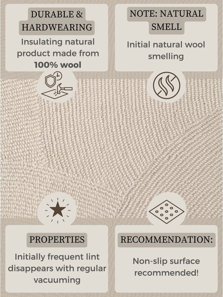Wełniany dywan tkany ręcznie w jasnym naturalnym kolorze 80x150 cm Calmio – Hanse Home