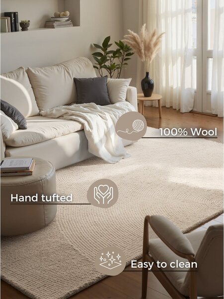 Wełniany dywan tkany ręcznie w jasnym naturalnym kolorze 80x150 cm Calmio – Hanse Home