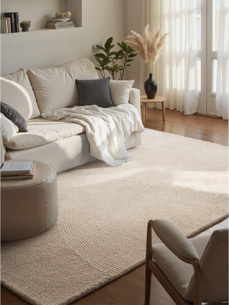 Wełniany dywan tkany ręcznie w jasnym naturalnym kolorze 80x150 cm Calmio – Hanse Home