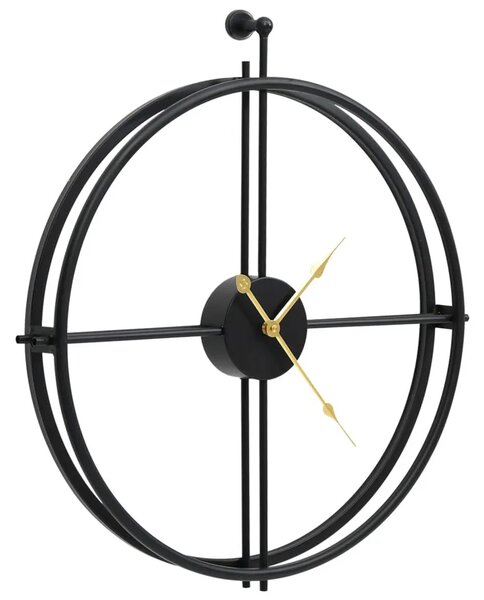 Czarny elegancki zegar ścienny ze złotymi wskazówkami 52 cm K4-G37