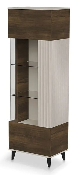 Witryna z lamelami do salonu w kolorze orzech + kaszmir N1-C05