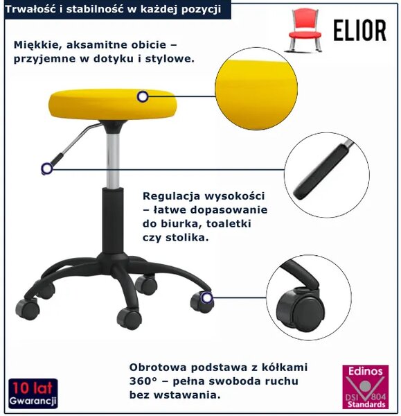 Musztardowy okrągły taboret aksamitny W9-P08