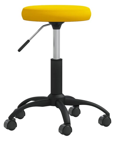 Musztardowy okrągły taboret aksamitny W9-P08