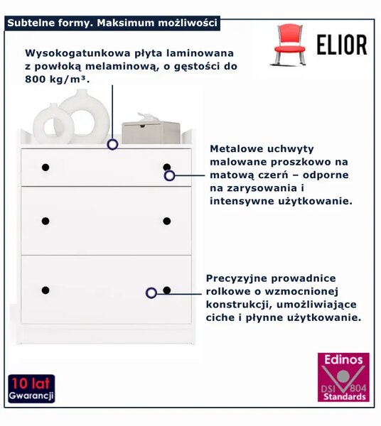 Biała komoda z 3 szufladami D5-B56