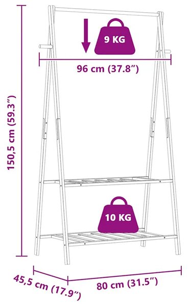 Wieszak na ubrania z 2 półkami 96cm L0-A41