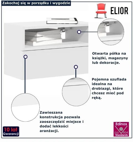Szafka nocna biała wisząca D6-Z28