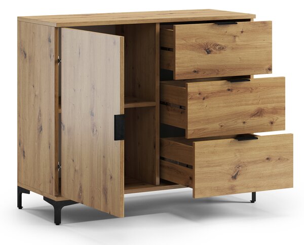 Komoda LANA K-100S Dąb Artisan - SZAFKA STOJĄCA Z SZUFLADAMI